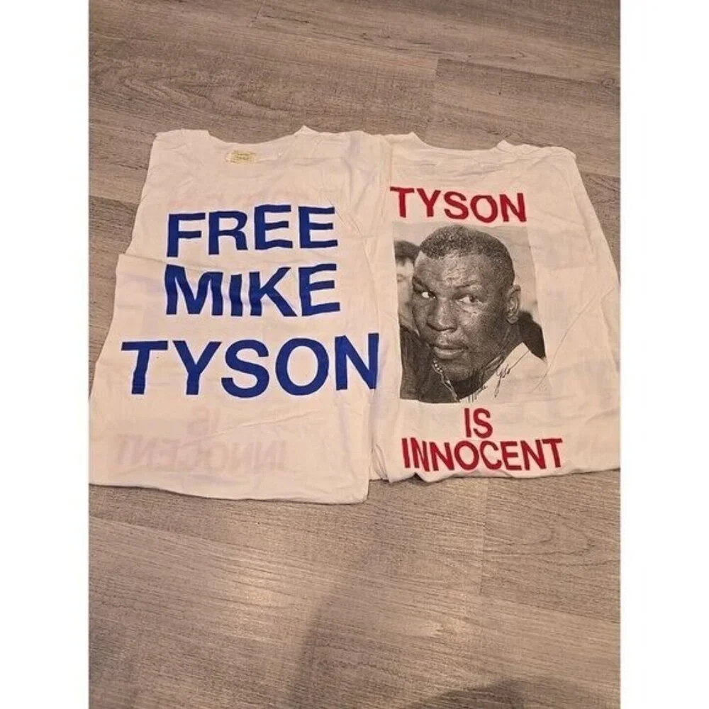 Free Mike Tyson T Shirt Is Innocent USA DeadStock BOXING Single Stitch Vintage - Picture 4 of 16